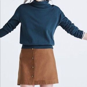 Madewell Front Button Wool Blend A-Line Mini Skirt
